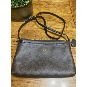 𝅺coach Brown Crossgrain Leather East West Crossbody Bag + Black Wallet NWOT